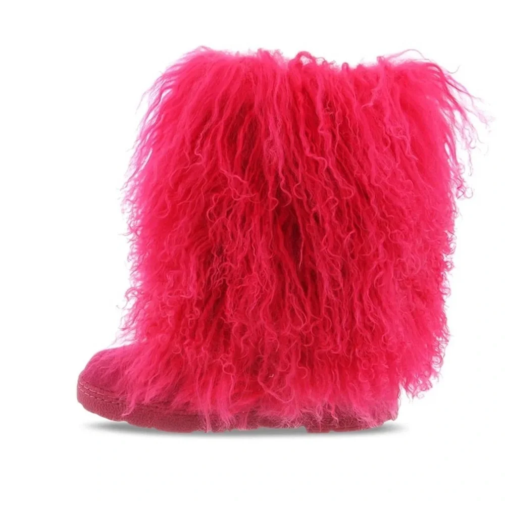 Bearpaw NWT Women's  Pink Mongolian Fur Boetis II Winter Boots in Sz 7 & 8